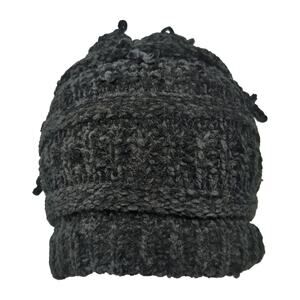 Modena Beanie Hat Black One Size Stretch Fit Hand Knitted Blank Polyester